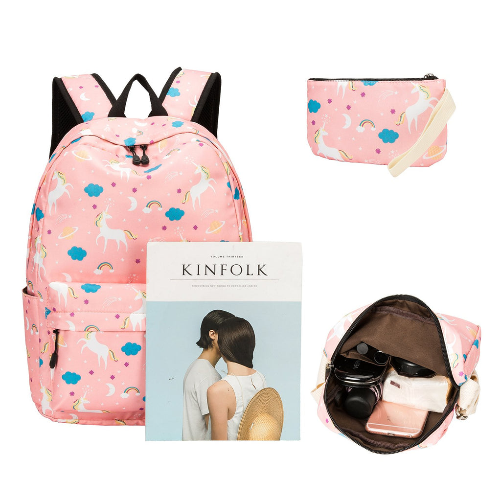 Teens Backpack Set Girls School Bags Kids Laptop Bookbags (Pink-T02) - backpacks4less.com