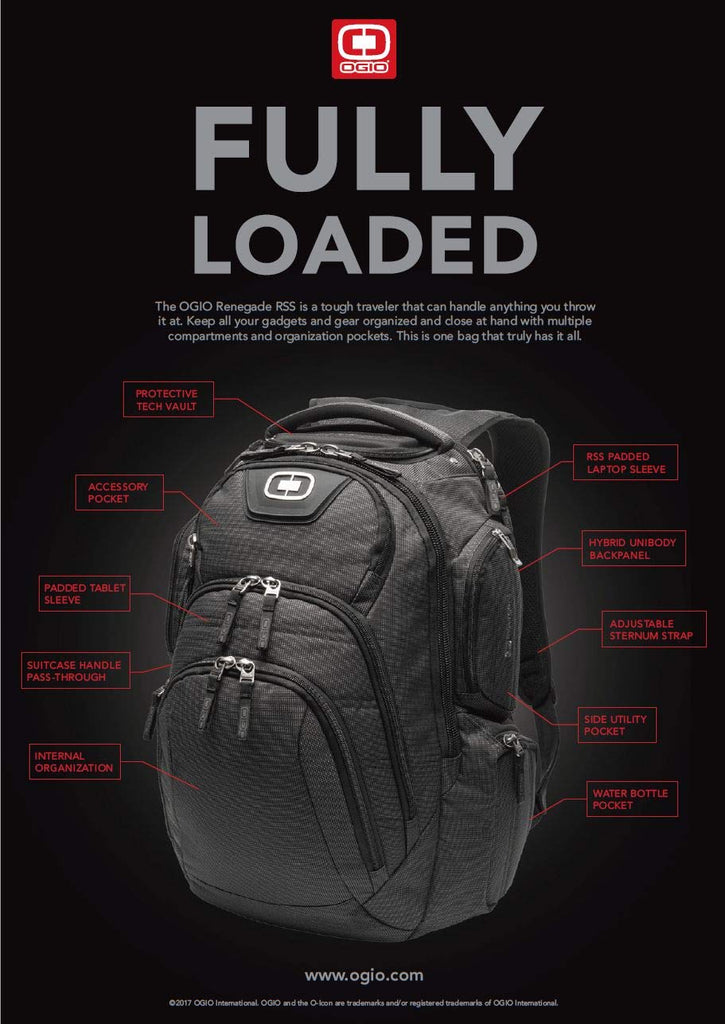 OGIO Renegade RSS Day Pack, Large, Black Pindot - backpacks4less.com