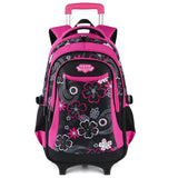 Rolling Backpack for Girls， Fanspack Wheeled Backpack for Girls Backpack with Wheels Rolling Backpack for School
