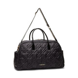 Anne Klein Quilted Nylon Weekender with Pouch & Web Strap Black/Black/Black/Gold One Size