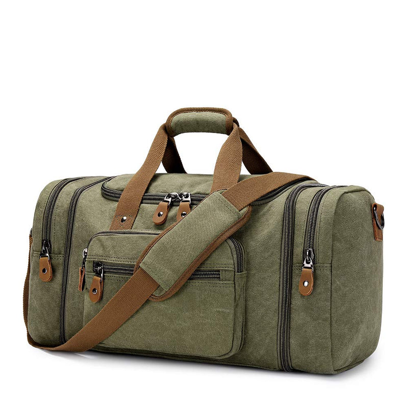 Plambag Canvas Duffle Bag for Travel, 50L Duffel Overnight Weekend Bag(Army Green) - backpacks4less.com