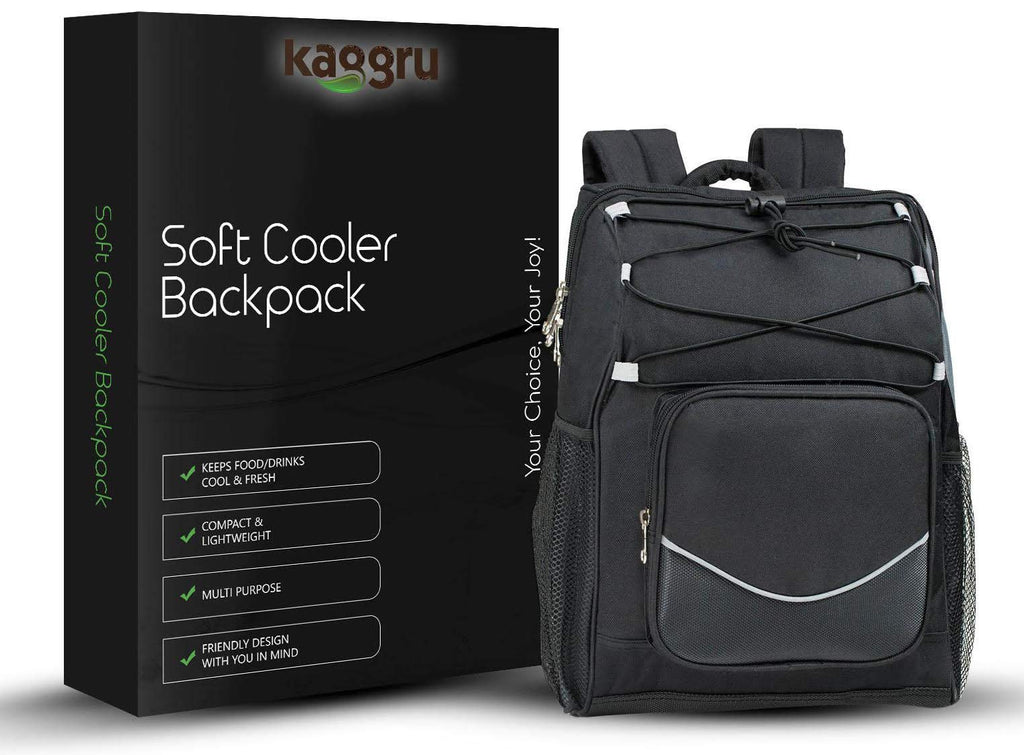 Backpack Cooler Backpack Insulated, Hiking backpack coolers, travel backpack Great soft cooler bag for Backpacking, camping, picking bag, beach bag, lunch bag for women and men, 20 cans Black Backpack - backpacks4less.com