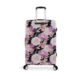 BEBE Women's Luggage Marie 29" Hardside Check in Spinner, Telescoping Handles, Black Floral Print, One Size