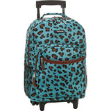 Rockland Luggage 17 Inch Rolling Backpack, Leopard Blue