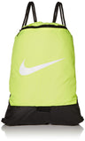 Nike Brasilia Training Gymsack, Drawstring Backpack with Zipper Pocket and Reinforced Bottom, Volt/Volt/Black - backpacks4less.com