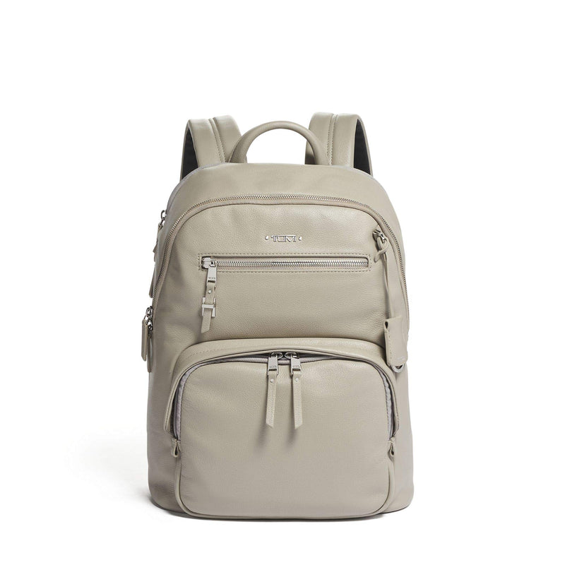 TUMI - Voyageur Hartford Leather Laptop Backpack - 13 Inch Computer Bag For Women - Grey - backpacks4less.com
