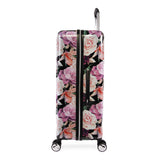 BEBE Women's Luggage Marie 29" Hardside Check in Spinner, Telescoping Handles, Black Floral Print, One Size
