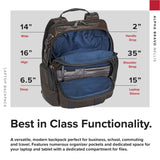 TUMI - Alpha Bravo Nellis Leather Laptop Backpack - 15 Inch Computer Bag for Men and Women - Dark Brown - backpacks4less.com