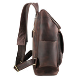Texbo Vintage Full Grain Cowhide Leather 15.6 Inch Laptop Backpack Shoulder Travel School Bag with YKK Zippers - backpacks4less.com