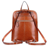 Heshe Women's Vintage Leather Backpack Casual Daypack for Ladies and Girls (Brown-R-S) - backpacks4less.com