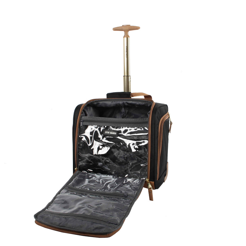 Steve Madden Designer Luggage Collection - 3 Piece Softside Expandable Lightweight Spinner Suitcase Set - Travel Set includes an Under Seat Bag, 20-Inch Carry on and 28-Inch Checked Suitcase, Harlo