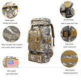 WintMing 70L Large Camping Hiking Backpack Tactical Military Molle Rucksack for Trekking Traveling Oxford Waterproof Mountaineering Pack Large Daypack for Men (Khaki) - backpacks4less.com