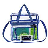 Magicbags Clear Tote Bag Stadium Approved,Adjustable Shoulder Strap and Zippered Top,Stadium Security Travel & Gym Clear Bag, Perfect for Work, School, Sports Games and Concerts-12" x12" x6"(Blue) - backpacks4less.com