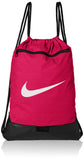 Nike Brasilia Training Gymsack, Drawstring Backpack with Zipper Pocket and Reinforced Bottom, Rush Pink/Rush Pink/White