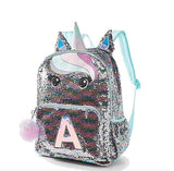 Justice Pastel Unicorn Flip Sequin Initial School Backpack Initial Letter (Letter I)