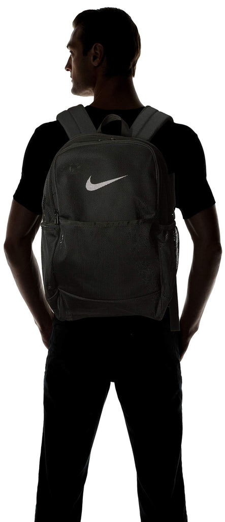 NIKE Brasilia Mesh Backpack 9.0, Black/Black/White, Misc - backpacks4less.com