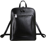 Heshe Women's Vintage Leather Backpack Casual Daypack for Ladies and Girls (Black) - backpacks4less.com