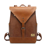 Zebella Vintage Vegan Leather Backpack for Women Men,Brown Faux Leather Laptop Backpack College School Bookbag Travel Daypack