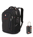SWISSGEAR 5358 Ultimate Protection USB TSA Friendly Scansmart Laptop Backpack and Cable Lock Bundle-Black