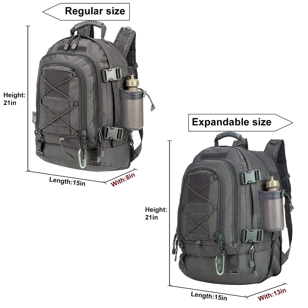 Military Expandable Travel Backpack Tactical Waterproof Work Backpack for Men(GRAY) - backpacks4less.com