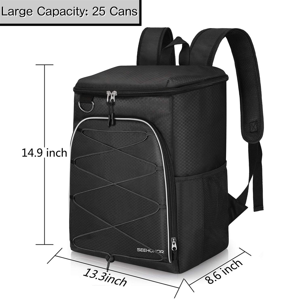 SEEHONOR Insulated Cooler Backpack Leakproof Soft Cooler Bag Lightweight Backpack Cooler for Lunch Picnic Fishing Hiking Camping Park Beach, 25 Cans - backpacks4less.com