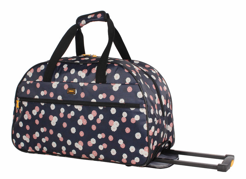 LUCAS Designer Carry On Luggage Collection - Lightweight Pattern 22 Inch Duffel Bag- Weekender Overnight Business Travel Suitcase with 2- Rolling Spinner Wheels (Ditty Floral)