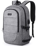 Travel Laptop Backpack, AMBOR 17.3 Inch Anti Theft Business Backpack with USB Charging Port and Headphone Interface,Large Computer Backpack School Daypack Backpack for Women and Men-Grey
