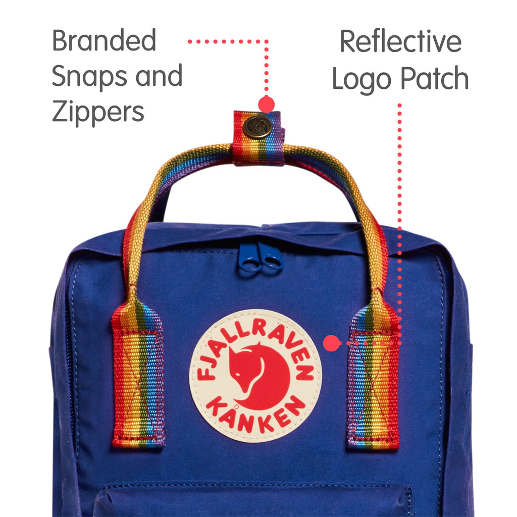 Fjallraven - Kanken Classic Backpack for Everyday, Deep Blue/Rainbow Pattern - backpacks4less.com