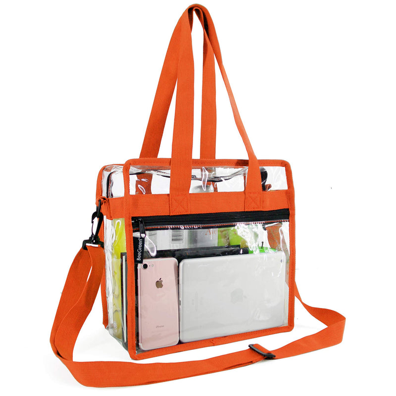 Clear-Bag-Stadium-Approved-12 x 12 x 6, NCAA NFL& PGA Security Approved Shoulder Messenger Tote Bag with Adjustable Strap - backpacks4less.com