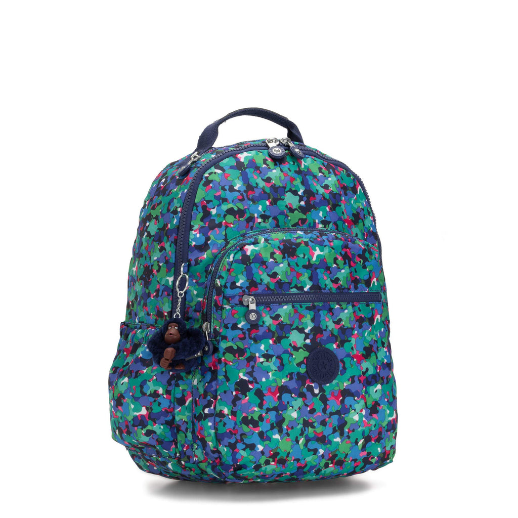 Kipling Seoul Go Large Printed Laptop 15" Backpack Neon Frills - backpacks4less.com