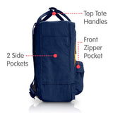 Fjallraven - Kanken Mini Classic Backpack for Everyday, Navy/Warm Yellow - backpacks4less.com