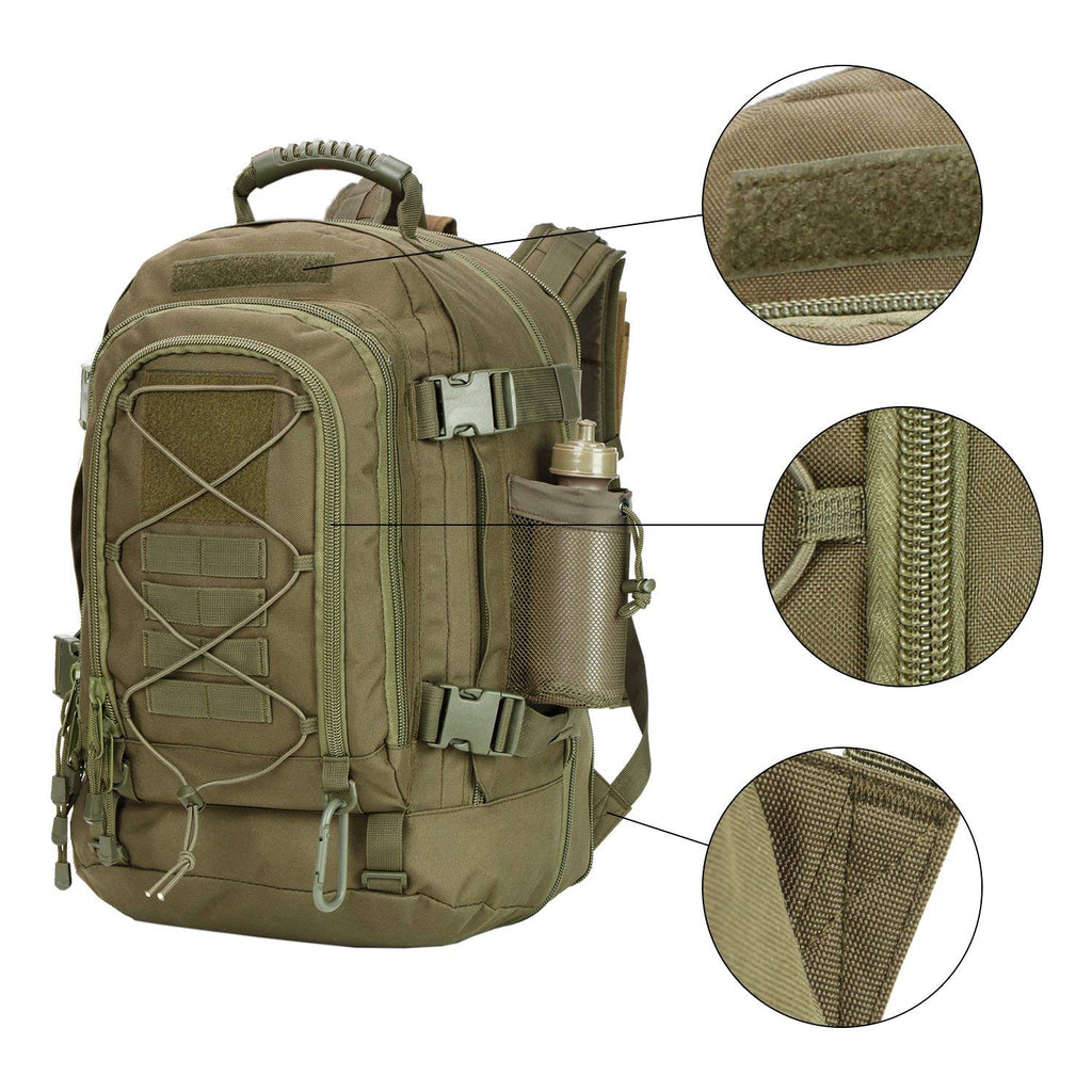 PANS Military Expandable Travel Backpack Tactical Waterproof Outdoor 3-Day Bag,Large,Molle System for Travel,Hiking,Camping,Trekking,Outdoor Sports,Work(Green) - backpacks4less.com