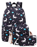 School Backpack for Girls Kids Boys Laptop School Bags Bookbags Set (Black-T02)