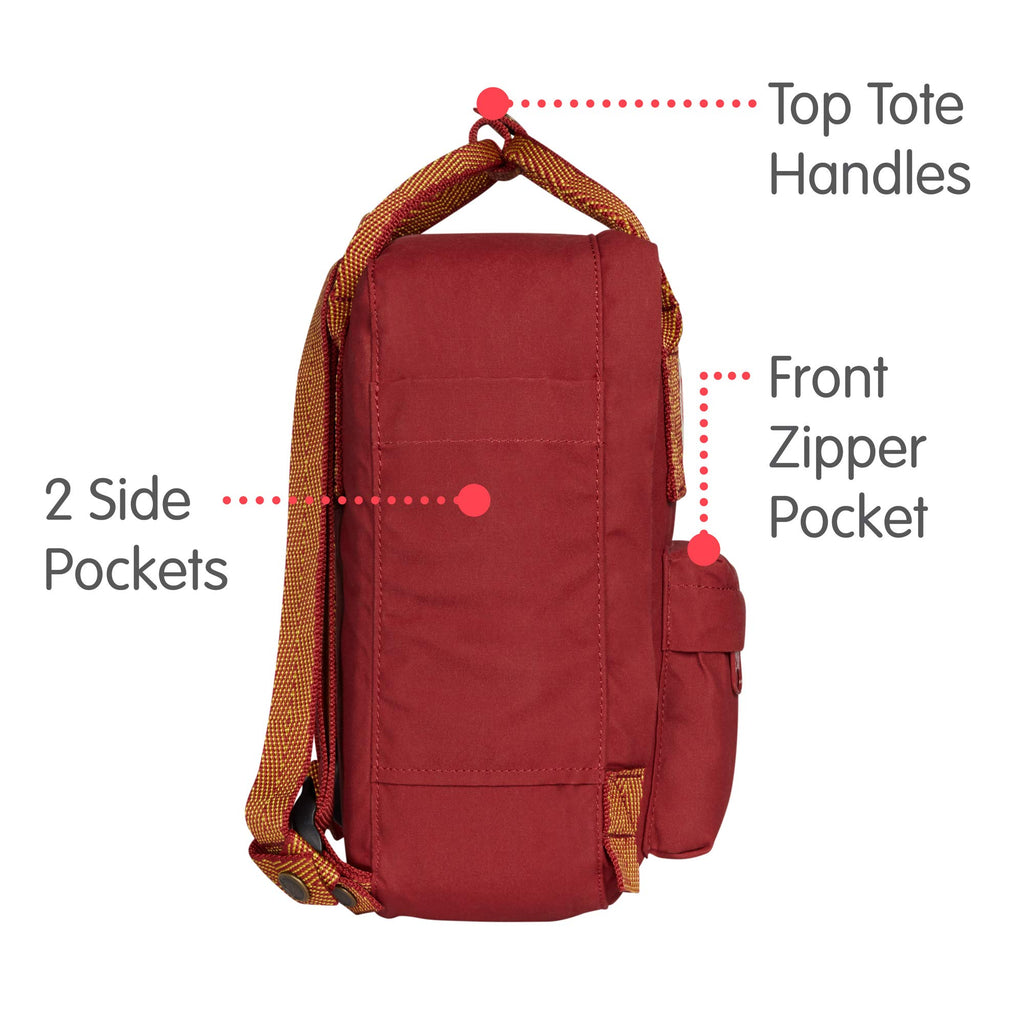 Fjallraven - Kanken Mini Classic Backpack for Everyday, Ox Red/Goose Eye - backpacks4less.com
