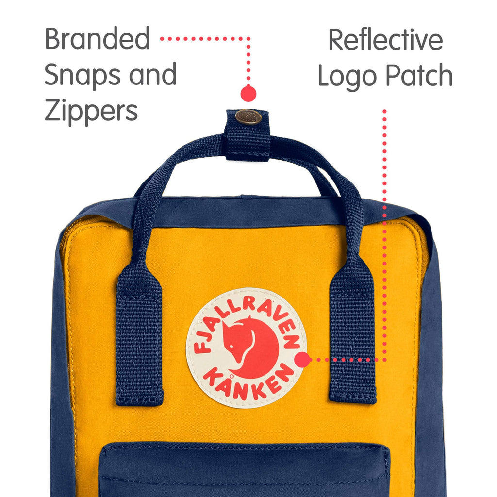 Fjallraven - Kanken Mini Classic Backpack for Everyday, Navy/Warm Yellow - backpacks4less.com