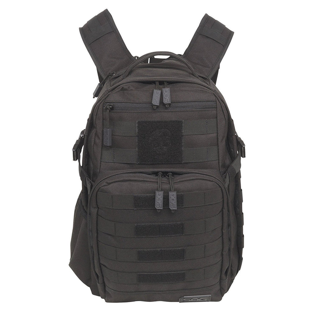 SOG YPB001 OG 008 Ninja Tactical Day Pack, 24.2-Liter Storage - Military Style - Heavy-Duty Polyester Design, Black - backpacks4less.com