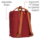 Fjallraven - Kanken Mini Classic Backpack for Everyday, Ox Red/Goose Eye - backpacks4less.com