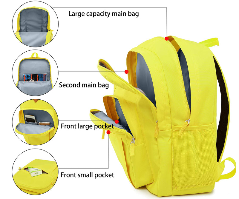 Abshoo Classical Basic Womens Travel Backpack For College Men Water Resistant Bookbag (Yellow) - backpacks4less.com