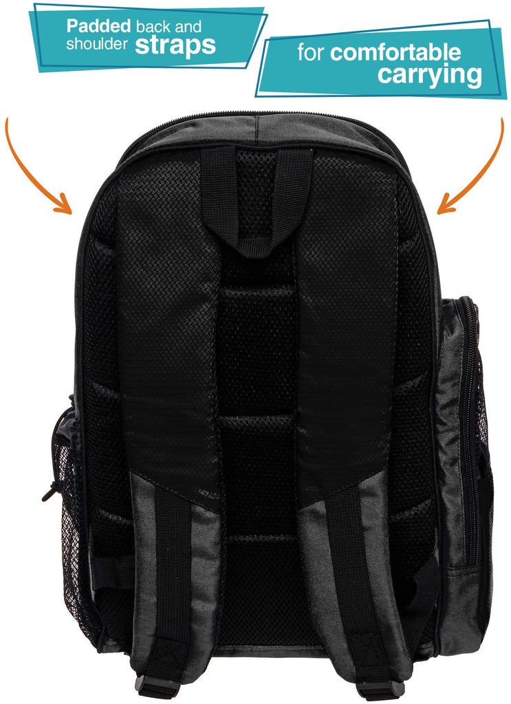 LISH Soccer Backpack - Large School Sports Gym Bag w/ Ball Compartment (Black) - backpacks4less.com