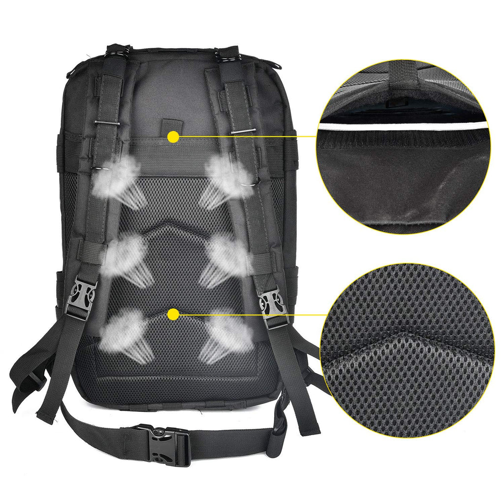 NOOLA Military Tactical Backpack Large Army Rucksack Assault Pack Molle Bag Black - backpacks4less.com