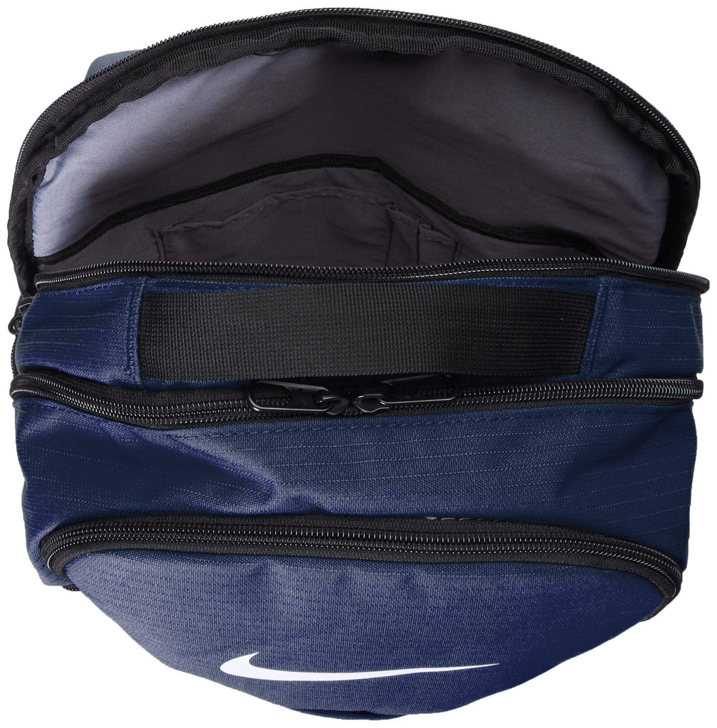Nike Brasilia Medium Training Backpack, Nike Backpack for Women and Men with Secure Storage & Water Resistant Coating, Midnight Navy/Black/White - backpacks4less.com