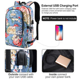 Business Laptop Backpack, 17.3 Inch Stylish Computer Backpack for Women Girls with USB Port and Lock, Water Resistant College School Backpack Student Daypack Backpack for Hiking/Travel/Work-Flower1 - backpacks4less.com