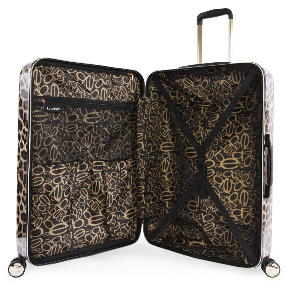 BEBE Women's Luggage Adriana 29" Hardside Check in Spinner, Leopard, One Size