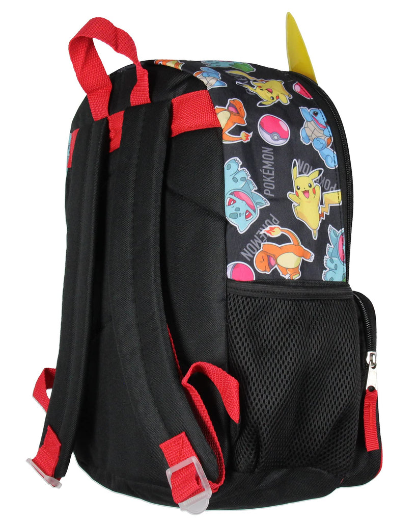 Pokemon Backpack 3D Pikachu Bulbasaur Squirtle Charmander 14" Kids School Travel Backpack