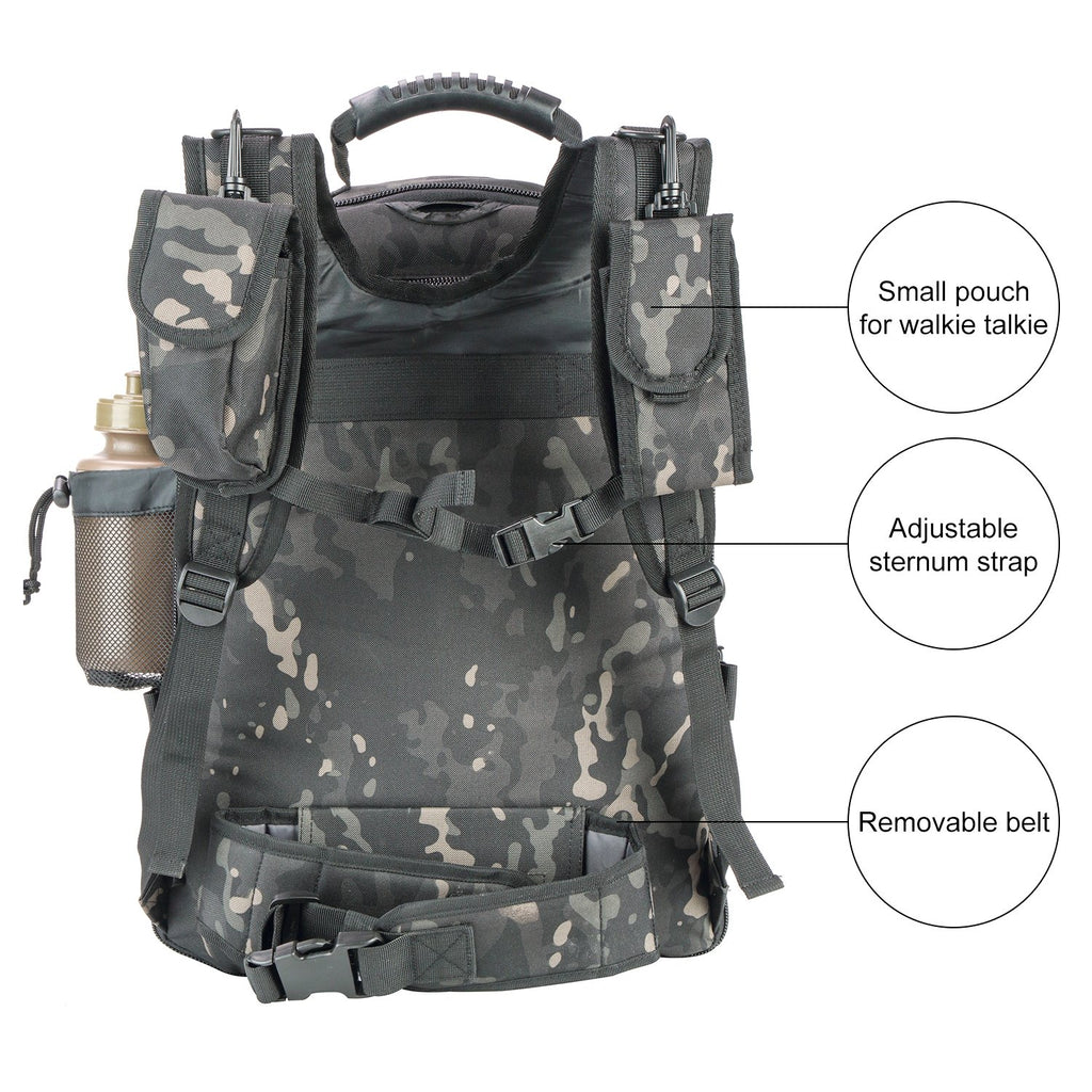 Military Expandable Travel Backpack Tactical Waterproof Work Backpack for Men(black-multicam) - backpacks4less.com