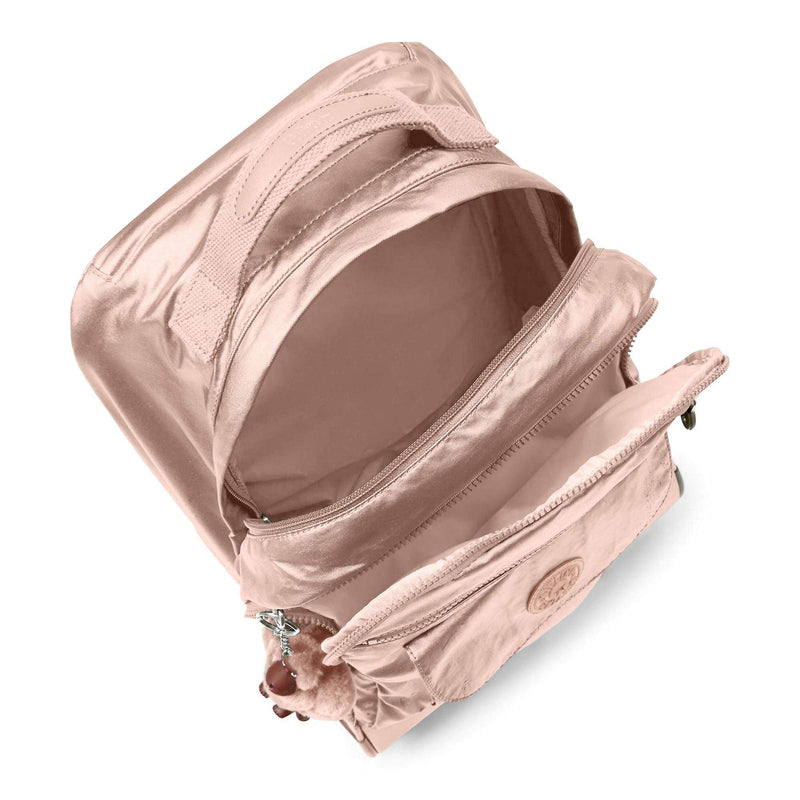 Kipling Sanaa Large Metallic Rolling Backpack Rose Gold Metallic - backpacks4less.com