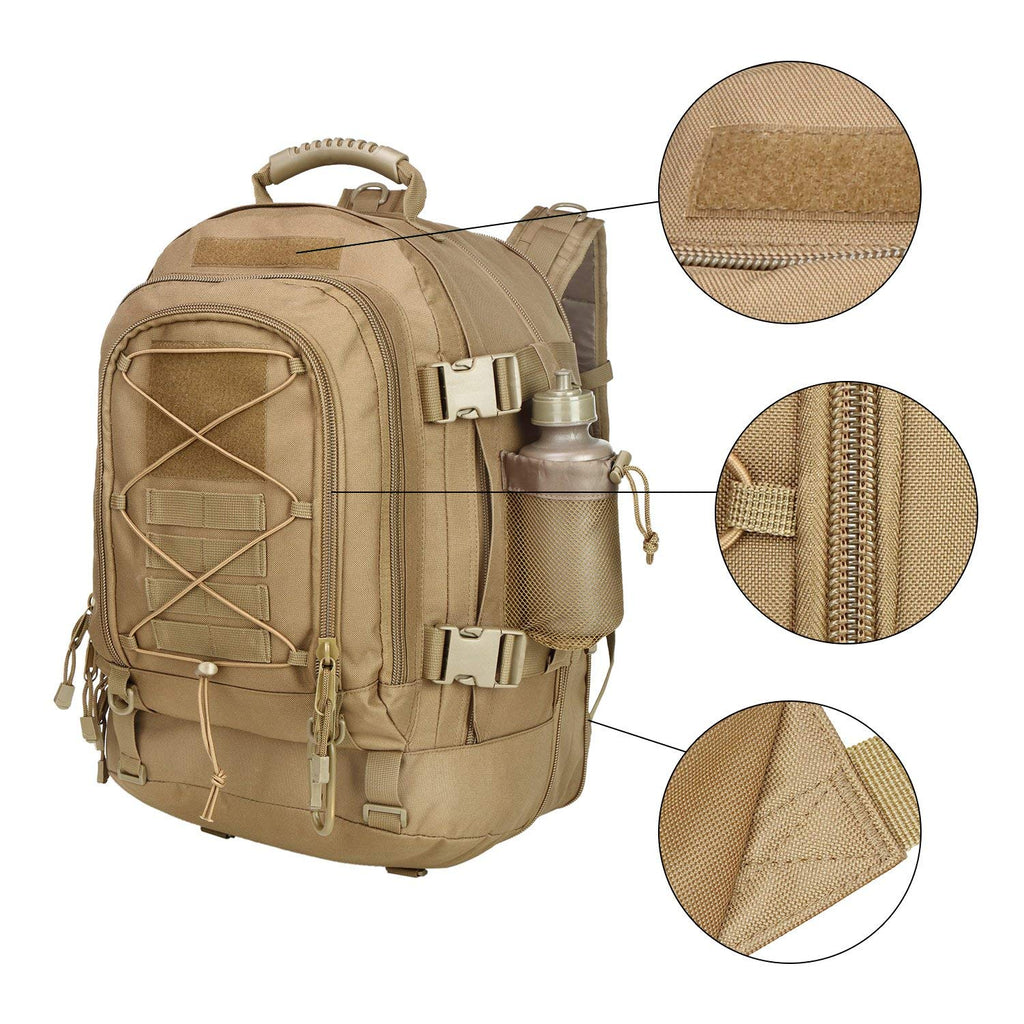 Military Expandable Travel Backpack Tactical Waterproof Work Backpack for Men(TAN) - backpacks4less.com