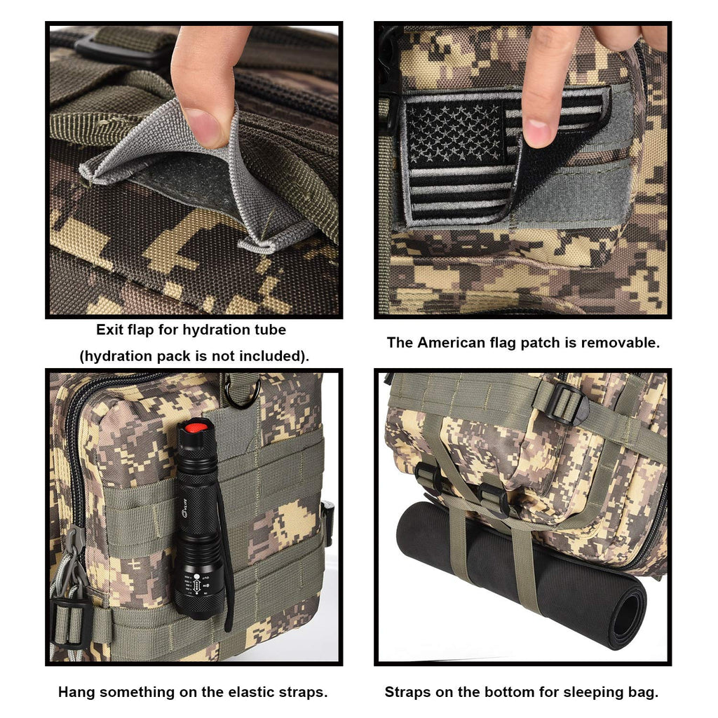 NOOLA Military Tactical Backpack Large Army Rucksack Assault Pack Molle Bag ACU - backpacks4less.com