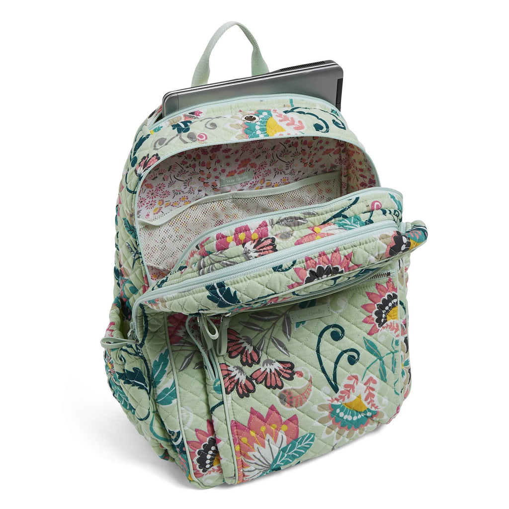 Vera Bradley Signature Cotton XL Campus, Mint Flowers - backpacks4less.com