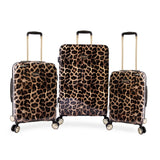 BEBE Women's Adriana Spinner Luggage, Leopard, 3pc Set (21